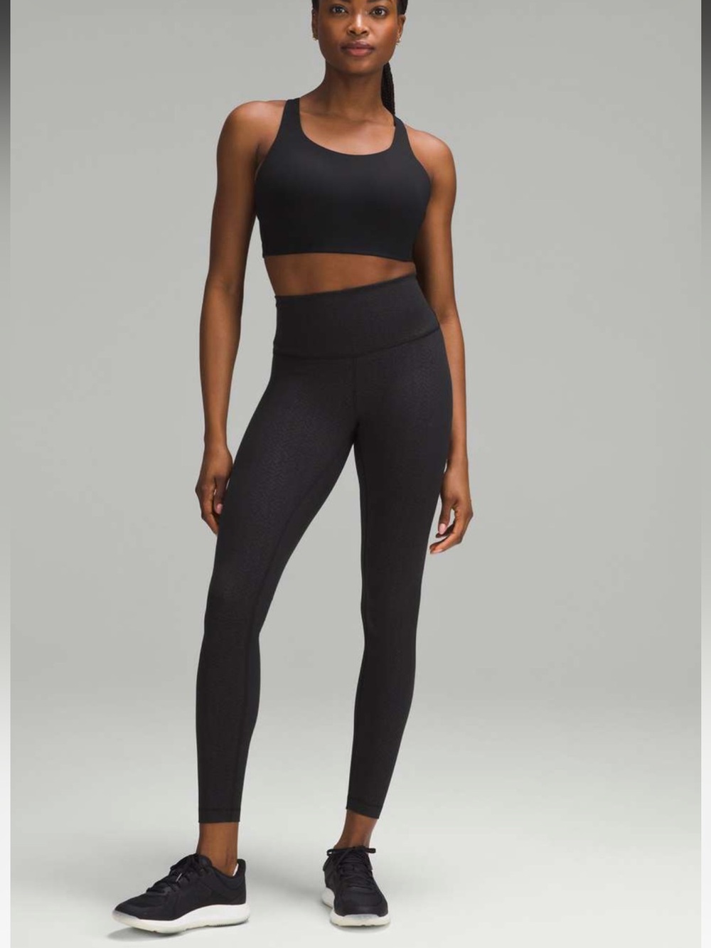 LULULEMON Wunder Train High-Rise Tight 28" ~Distressed Twill Emboss Black sz 10